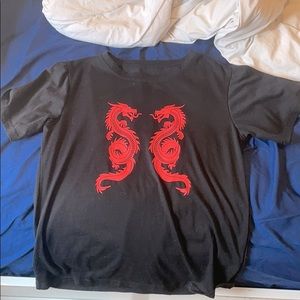 Black Tshirt with 2 Red Dragons